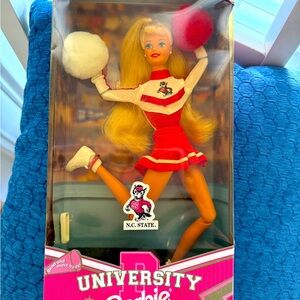 N C State University Wolfpack Mattel Barbie Cheerleader Doll,NEW in original box